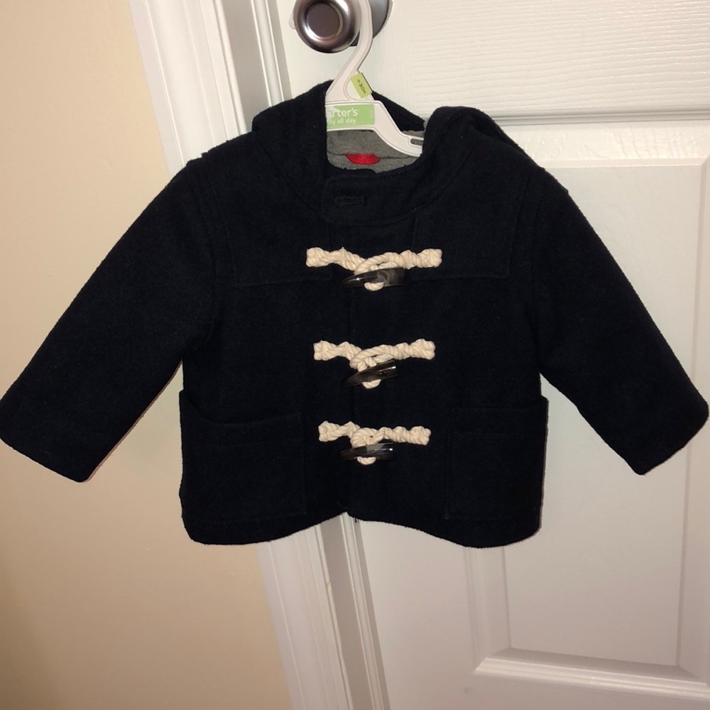 Navy wool toggle jacket
